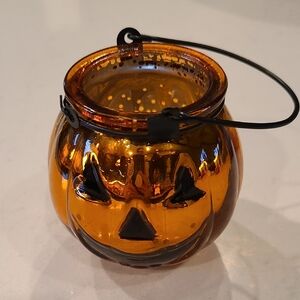 PIER ONE IMPORTS Amber Glass Pumpkin Lantern